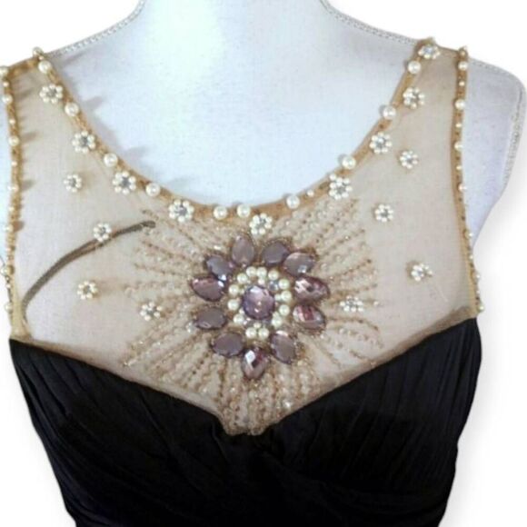 SCARLET NITE BLACK & NUDE DRESS SZ.12 EUC - Picture 2 of 6